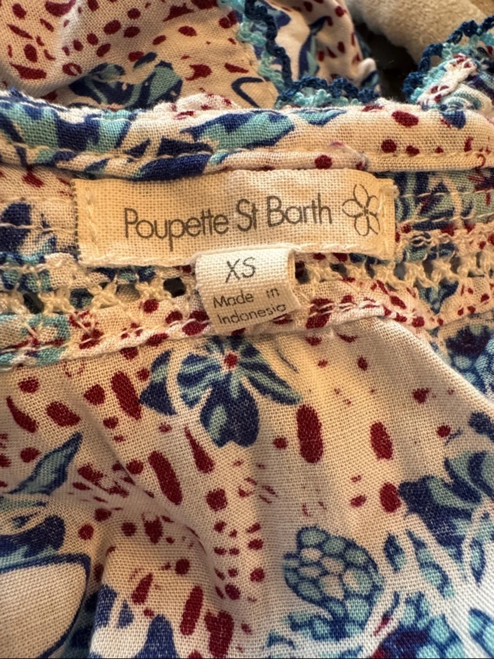Poupette St. Barth Blue and Pink Floral Mini Dress